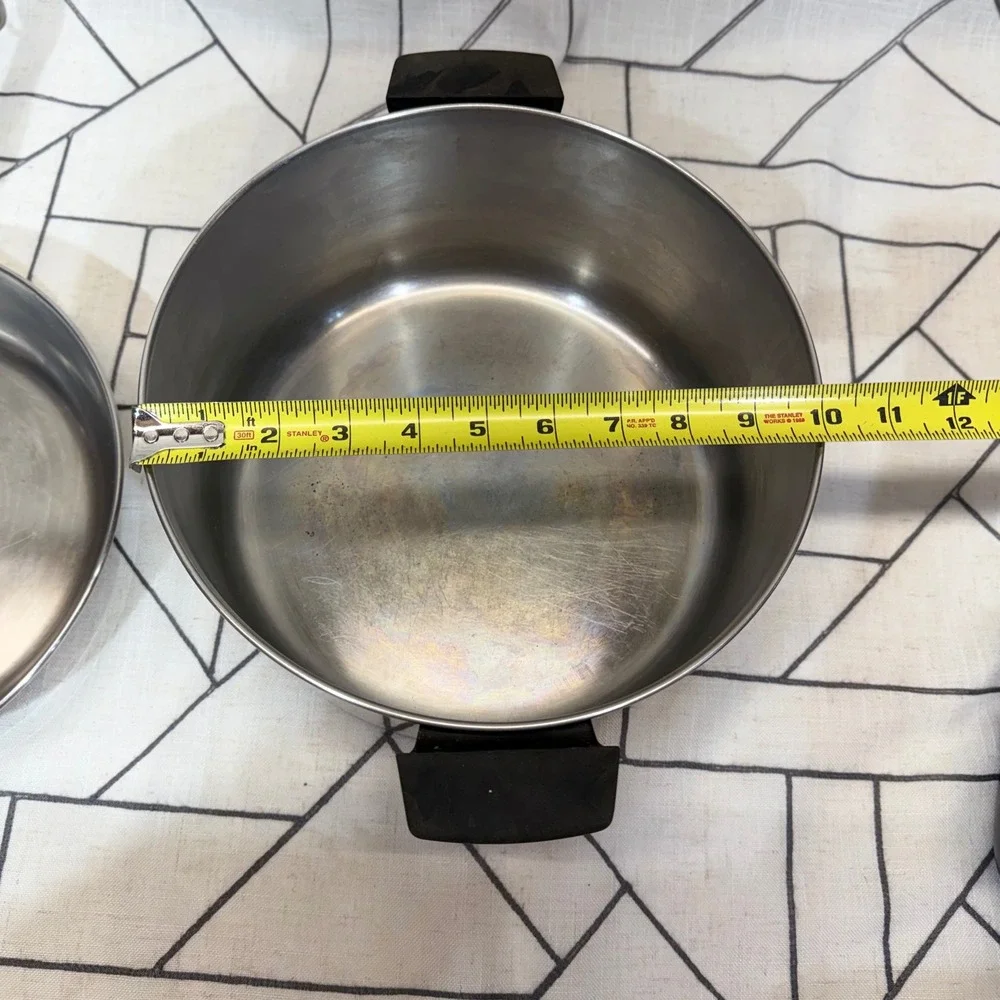 Revere Ware Copper‎ Bottom Cookware 6 Qt Pot 10 in Skillet Silver Vintage Set
